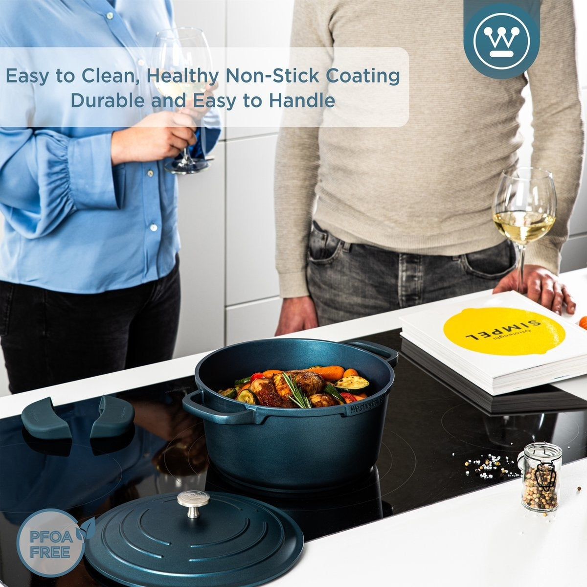 Casserole Westinghouse Performance Series - Plaque de cuisson - Adaptée au four - 28 cm - Bleu