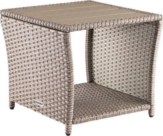 Table d'appoint Casaria Polyrattan - Plateau en WPC 45x45x40cm - Beige