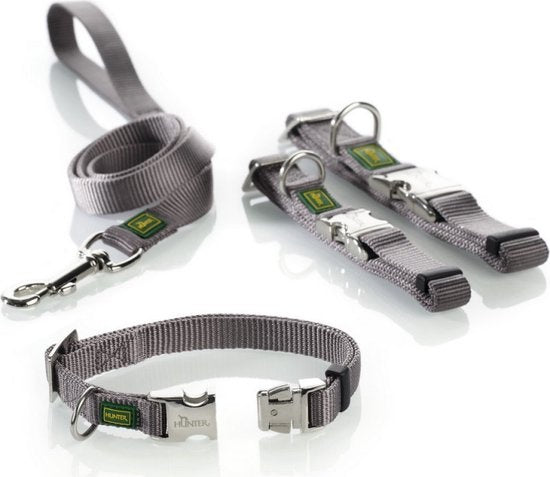 Collier pour chien - Hunter - Click Alu Strong - Nylon Soft Grey - 45-65 x 2,5 cm - Résistant et confortable