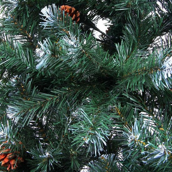 Casaria Sapin de Noël 180cm PVC - Pomme de pin effet neige - Vert-Blanc