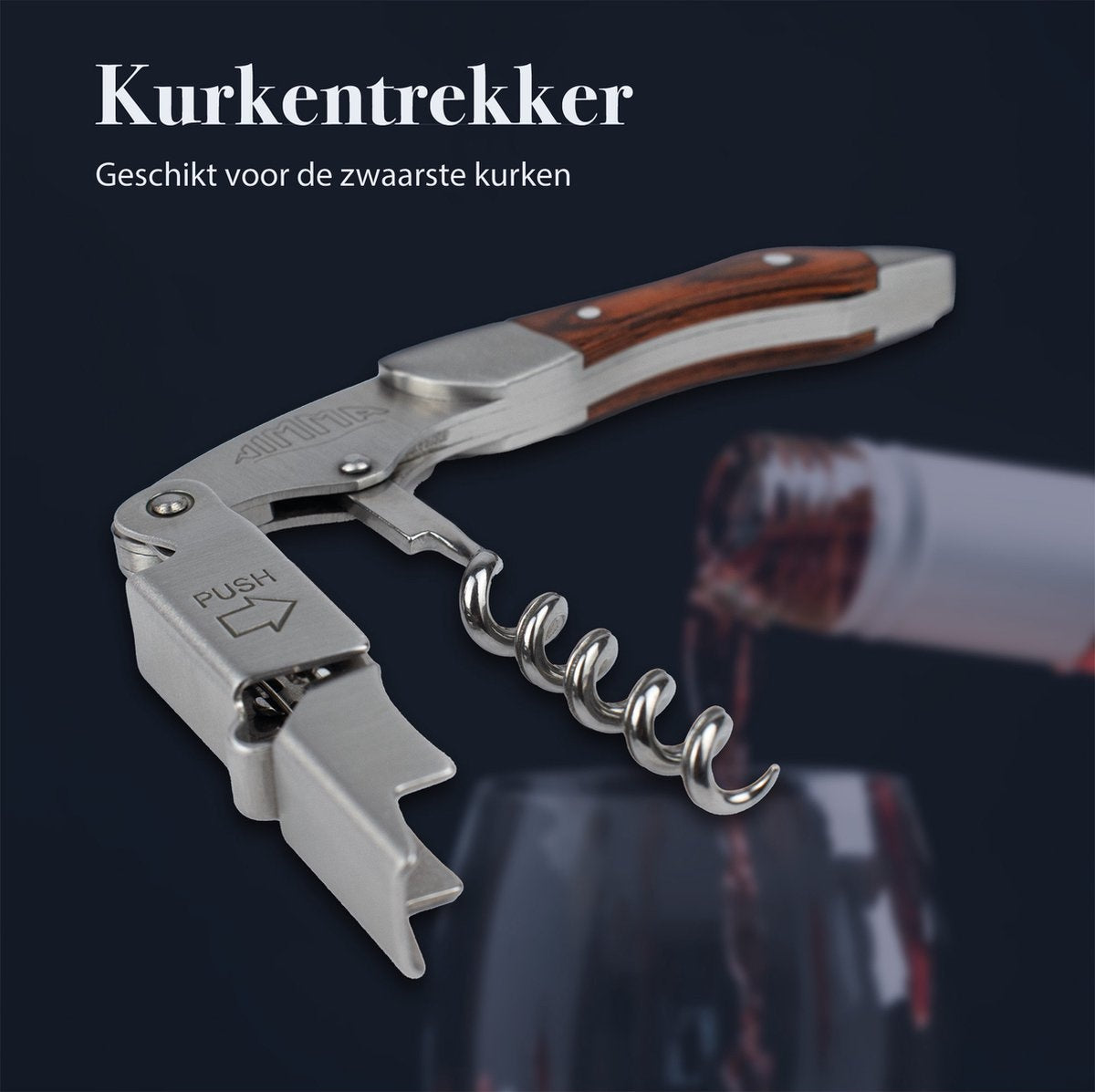 Nimma® Tire-bouchon - Multifonctionnel - Ouvre-bouteille - Couteau de serveur - Accessoires pour le vin et la bière - Ouvre-bouteille - acier inoxydable
