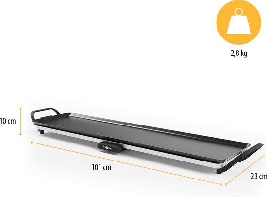Plaque de cuisson Tristar - BP-2669 - 1 800 W - Gourmet, plaque de grill XL 90 x 23 cm - 8 à 10 personnes