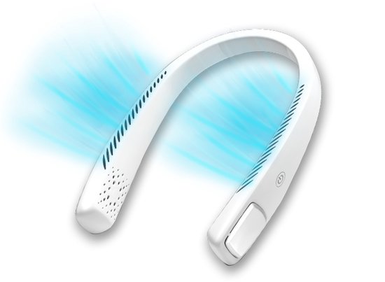 Ventilateur de nuque LIVINGTON Cool2Go - ventilateur de nuque portable et léger, doté de 3 vitesses, d'une sangle de nuque flexible et d'une autonomie de 6 heures.