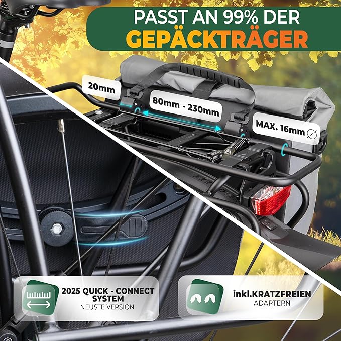 MIVELO Pannier - Imperméable & Incl. Compartiment pour ordinateur portable & Bandoulière - 20 litres - Réfléchissant