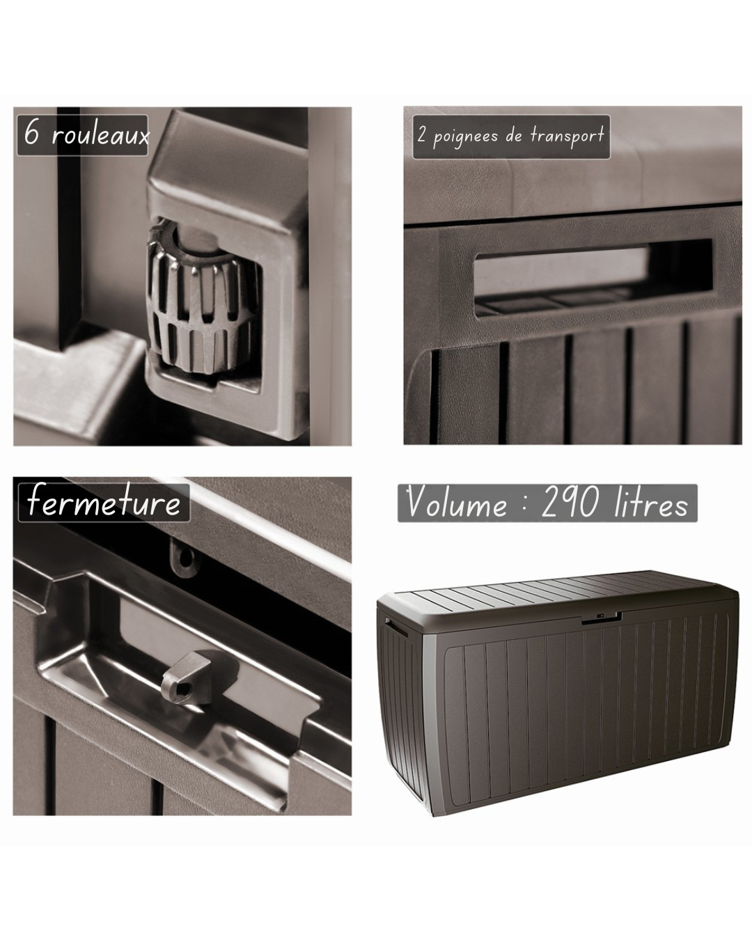 Boîte de rangement Support Board Plus de Prosperplast - capacité 100 kg - 290 litres - brun