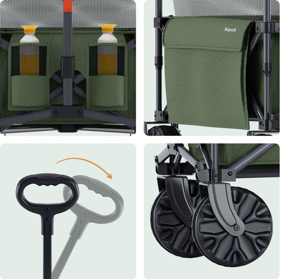 Chariot pliable - LifeGoods - Wagon pliable - 100KG - 230L - avec housse de protection - vert
