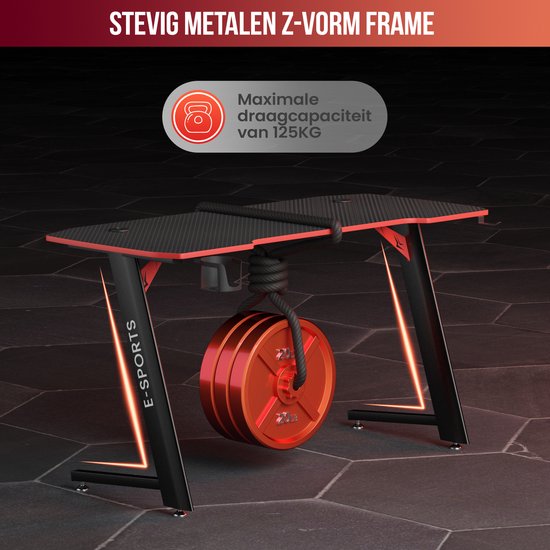 Avalo Gaming Desk - 120x60x75 CM - Pupitre de jeu - Table - Noir