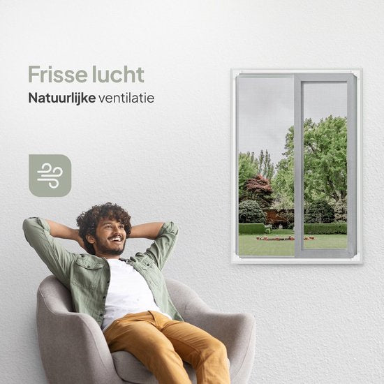 Moustiquaire magnétique O'DADDY® pour fenêtre - 150 x 150 cm - Moustiquaire ajustable - Avec bordure blanche et filet noir - Moustiquaire - Polyvalente et facile à installer