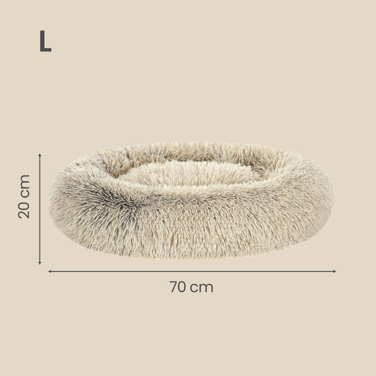 JOYFURNOS Panier pour chien en forme de beignet avec coussin amovible et lavable - Canapé en peluche douce - 70 cm - Kaki