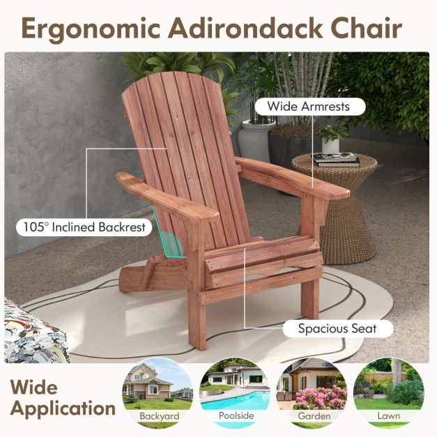 Coast Garden Chair Adirondack - Lot de 2 - Max. 180 kg - 89 x 71 x 94 cm - Marron