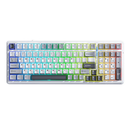 Clavier mécanique sans fil AULA F99 - Gris clair - 99 touches, tri-mode