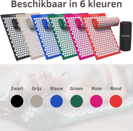 Nail Mat Acupressure Mat - Shakti Mat avec boule de massage et sac de transport - Tapis de massage 68x42x2 cm Earkings - Rose
