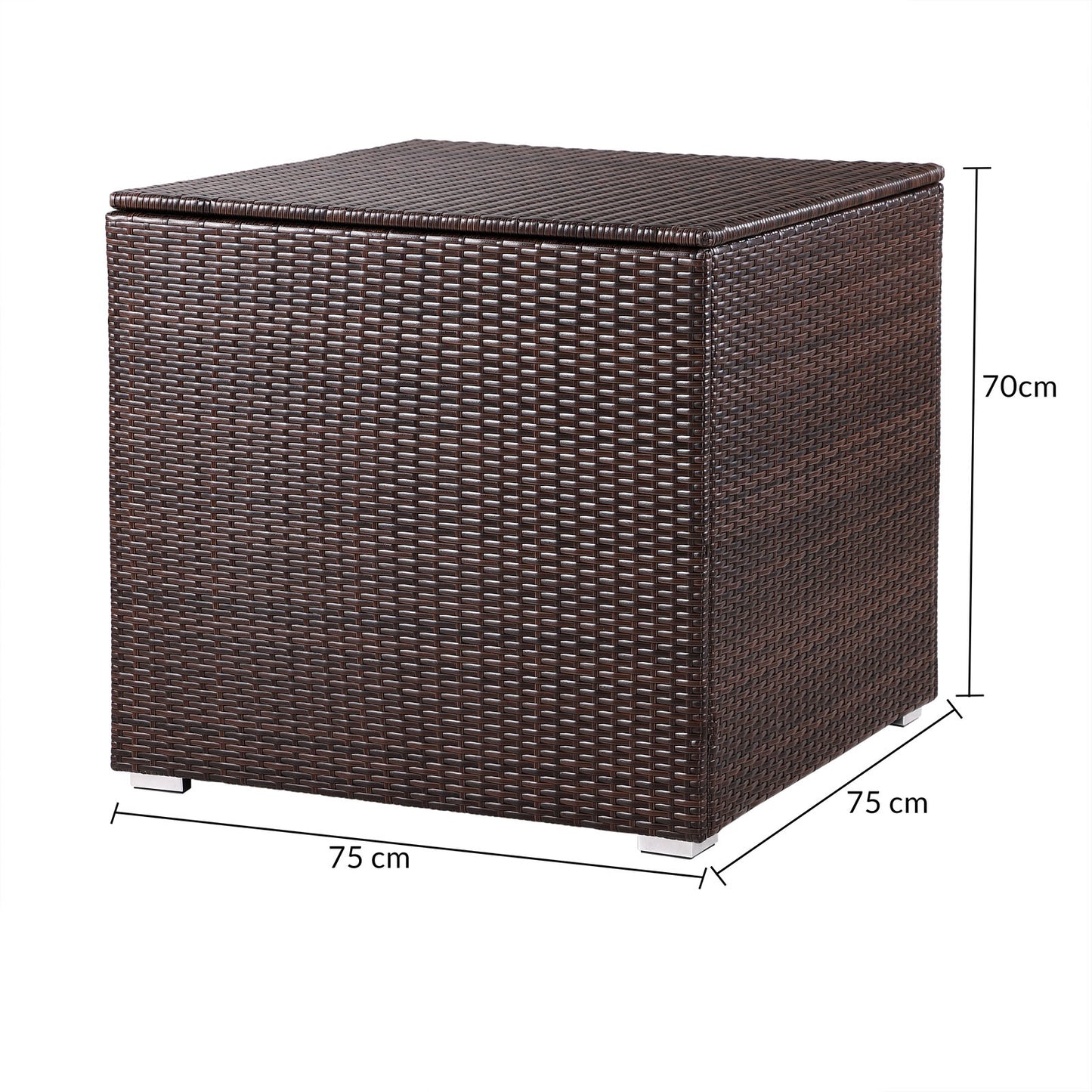 Boîte de rangement Casaria en polyrotin - marron - 75x75x70 cm - avec sac hydrofuge