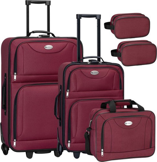 Trolley Travel Case Set / Valise Set Athen - 5-Piece - Bordeaux