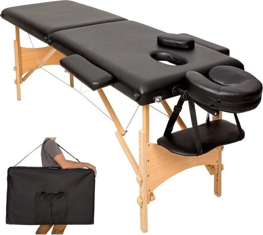 Table de massage mobile - revêtement 5cm - 2 Zones + sac de transport noir