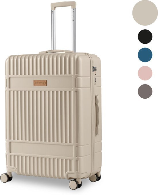 SKYCASES Classic Heritage - Grande valise de voyage - Serrure TSA - 76 x 52 x 30 cm - 100 L - Valise à roulettes XL - Roulettes silencieuses à 360° - Légère - Trolley - Beige