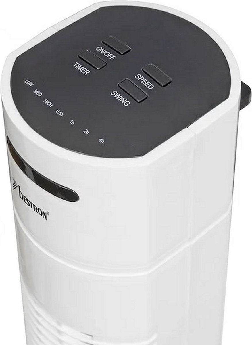 Bestron Torenventilator met aftstandsbediening, Ventilator met 3 snelheidsstanden & 75° graden draaifunctie, incl. Timer, hoogte: 78 cm, 35W, AFT770WRC, kleur: wit