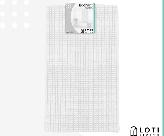 Loti Living Tapis de bain antidérapant - Tapis de douche - Tapis de bain - Tapis de sol - Tapis de bain Chenille - Blanc - 50x80 cm
