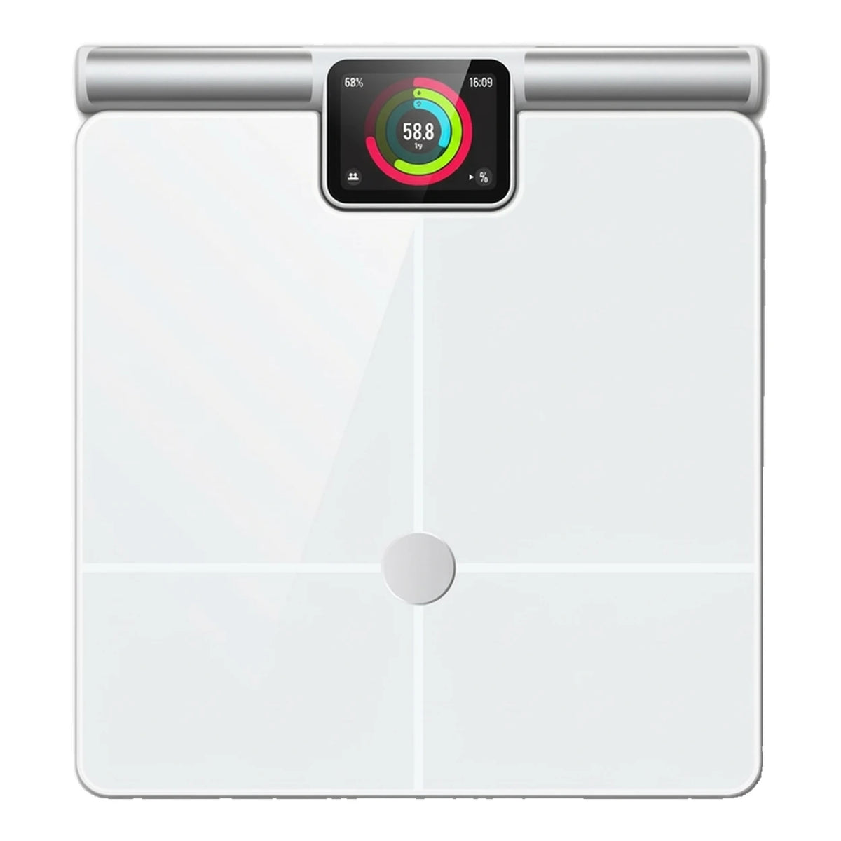 Pèse-personne intelligent à 8 électrodes pour l'analyse corporelle - 33,15 × 30,15 × 3,4 cm - 180 kg - Écran couleur TFT - Wi-Fi et Bluetooth