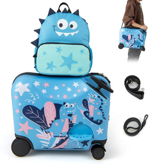 Coast - Ensemble de valises pour enfants - 4 en 1 - Roulettes - Sac à dos - Téléscopique - ABS - Bleu