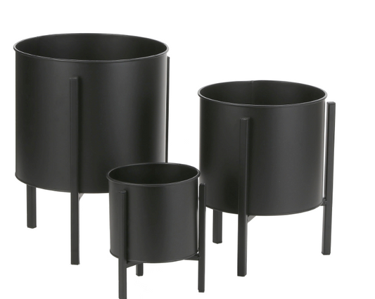 Pot Jessy sur pied métal noir - 20 x 15 x 15 cm