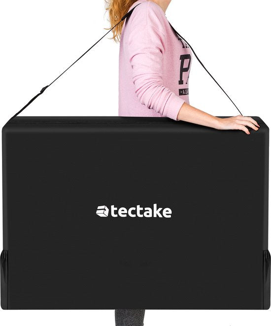 table de massage tectake® 3 Zones - Table de traitement avec sac de transport - matelas de 5 cm d'épaisseur - châssis en aluminium - largeur 78 cm - capacité de charge 230 kg - 15 appuis-tête inclus - noir