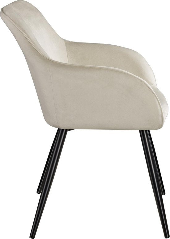tectake® - Stoel - eetkamerstoel - Marilyn fluweellook zwart/crème - 403662