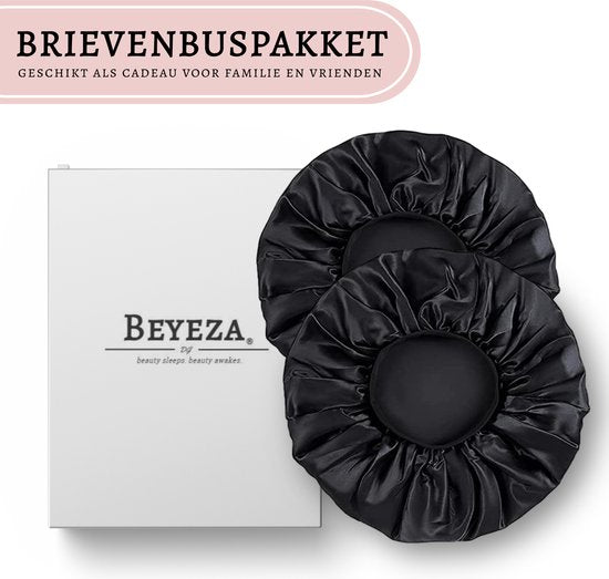 Bonnet Beyeza Luxe XL - Bonnet de nuit en satin - Soins capillaires - Filets à cheveux - Élastique - Satin - Lot de 2
