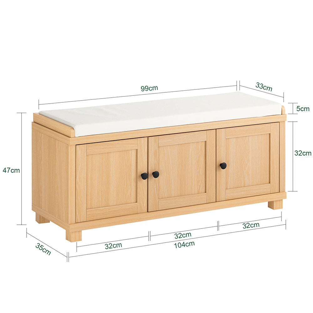 SoBuy FSR188-N Banc à chaussures - Banc confortable avec rangement pour l'entrée ou la chambre (104 x 35 x 47 cm)
