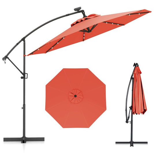 Coast 300 cm parasol orange avec télécommande - solaire - 32 LEDs