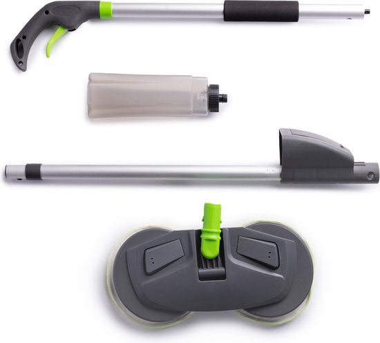 Shine Cyclonic Mop Moop System with Sprayer - Mop rotatif avec manche en 2 parties et système de vaporisation - Pour tous les sols durs - Gris/Vert