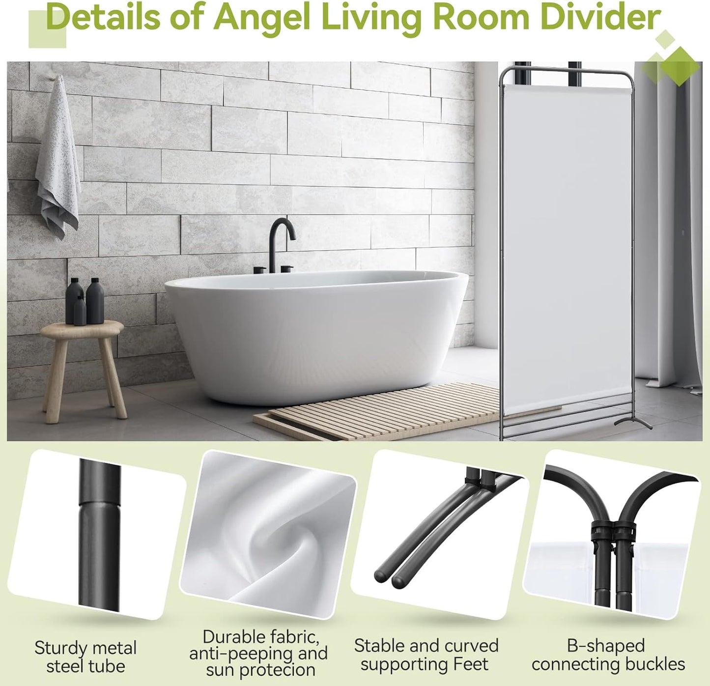 Angel Living Paravent - 1 Panneau - 81 x 180 cm - Blanc