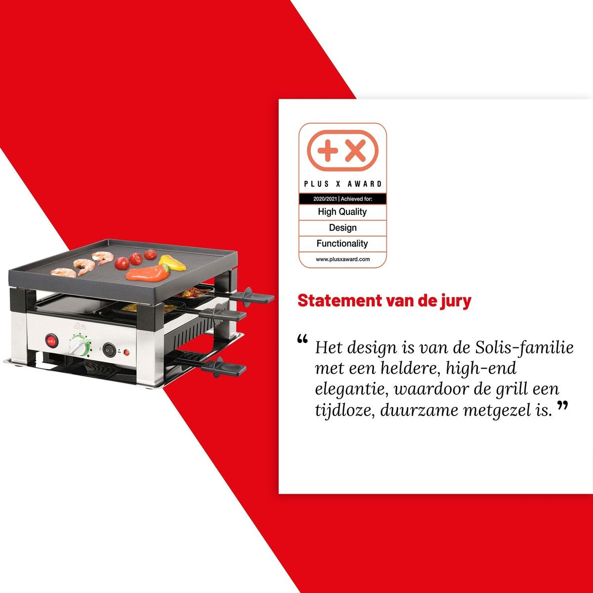 Appareil à raclette et à pierrade - Solis 791 - 5 en 1 pour 4 personnes - Argent/Noir