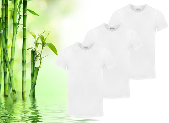 Milanoro - 3 T-shirts en bambou doux - Blanc - Col rond - M