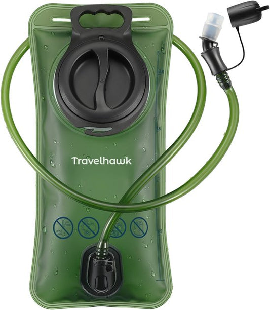 Sac à eau Travelhawk - Sac à boire - Convient au sac à dos Camelbak - Sac à eau pour festival - Sans BPA - 2 litres - Vert