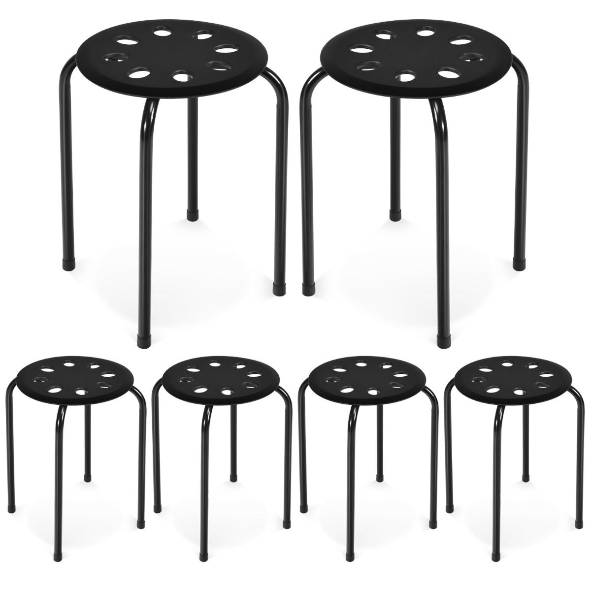 Tabouret empilable Lot de 6 tabourets en métal empilables Tabouret de salle à manger Tabouret pour le bureau à domicile Salle de classe 44,5 cm Hauteur de l'assise 30 x 30 x 44,5 cm