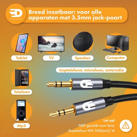 Drivv. AUX Cable 3.5 mm - Câble audio - plaqué or - mâle vers mâle - argent - 1.5 mètres