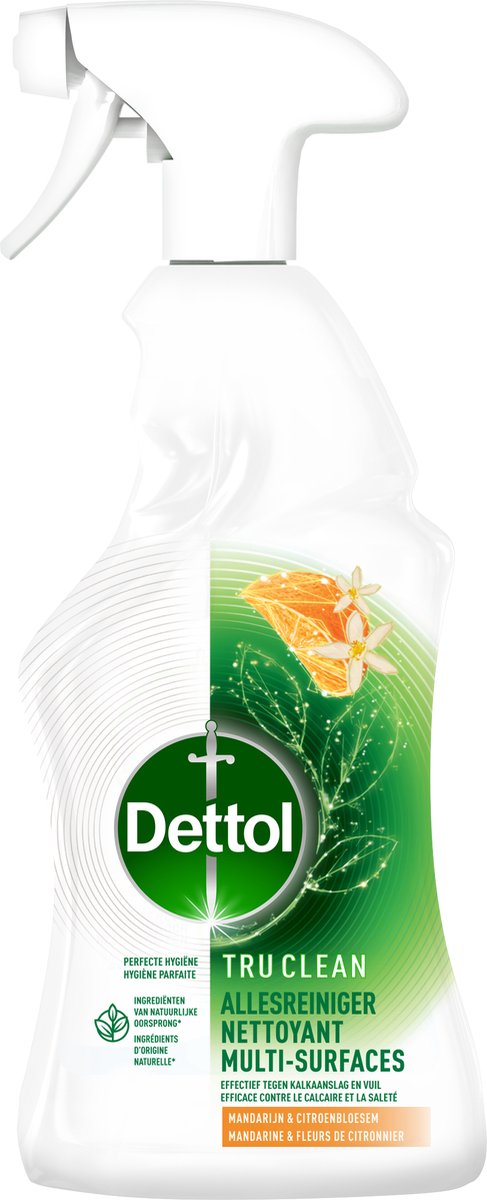 Lot de 6 sprays nettoyants multi-usages Dettol - Tru Clean - Mandarine et fleur de citronnier - 500 ml