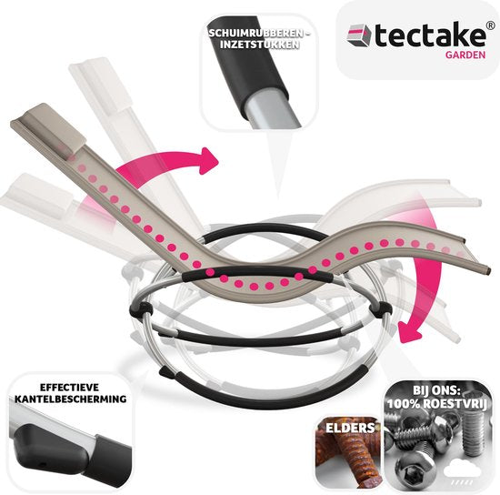 tectake® - chaise longue - ergonomique, pliable - Capacité 150 kg - beige -