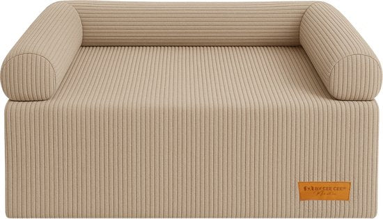 By Cee Cee Original Dog Rug Bench - Panier pour chien - Premium - Entièrement zippé - Tissu côtelé - Mocha Taupe - 120x90 - Taille L