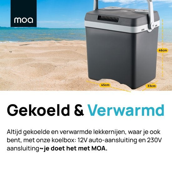 Glacière Thermoélectrique MOA Electric Coolbox, Avec fonction de chauffage, 12V et 230V, 32Litres, Gris