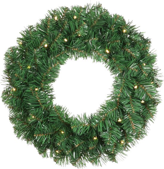 Ensemble d'arbres de Noël et de couronnes de Noël « Black Box Trees Norton » - 2 sapins de Noël artificiels et 1 couronne avec éclairage LED - Vert
