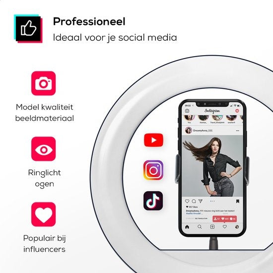 Ensemble de lampes annulaires - LURK® - LED de 8 pouces - Trépied réglable - Télécommande - Convient pour smartphone