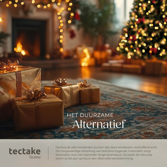 tectake® Arbre de Noël artificiel - Arbre de Noël artificiel fermé avec branches de pin flexibles et pliables et support en acier - 230 cm, 1346 aiguilles - Vert, idéal pour les décorations de Noël