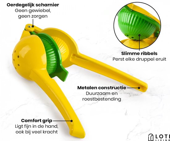 Loti Living Presse-agrumes - Presse-citron - Presse-citron manuel - Jaune/Vert