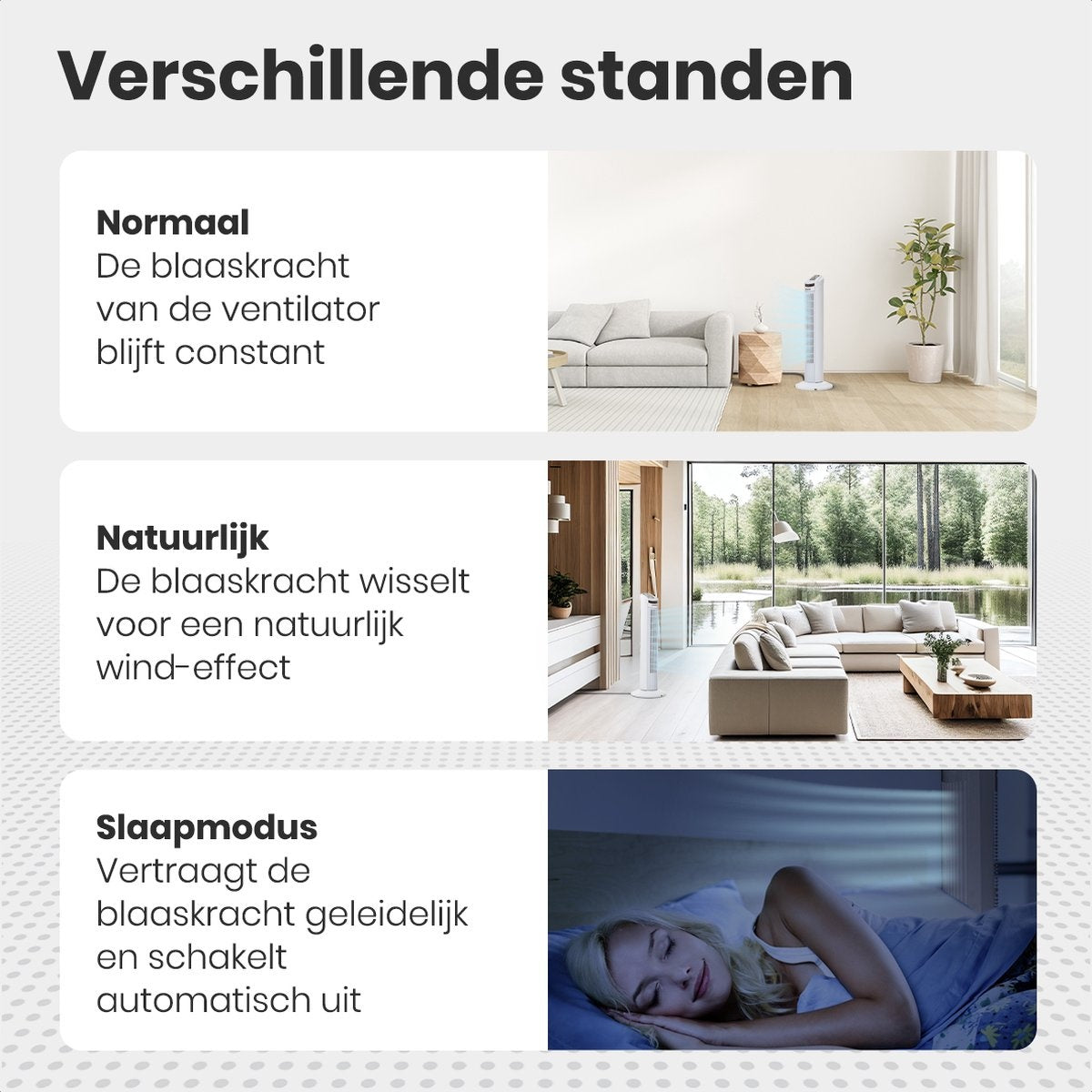 Auronic Tower Fan - Ventilateur sur pied télécommandé - Minuterie - 50W - 45dB - 74cm - Blanc