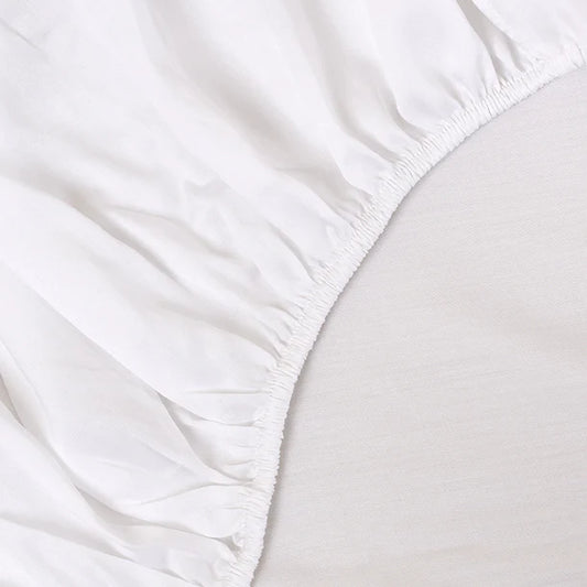 Sjumo - Drap-housse Tencel Sateen Splittopper - 200x210 cm - Fresh White Tencel & Cotton Satin - Premium Gloss & Silky Soft - Anti-allergique & Respirant - Pour lits ajustables