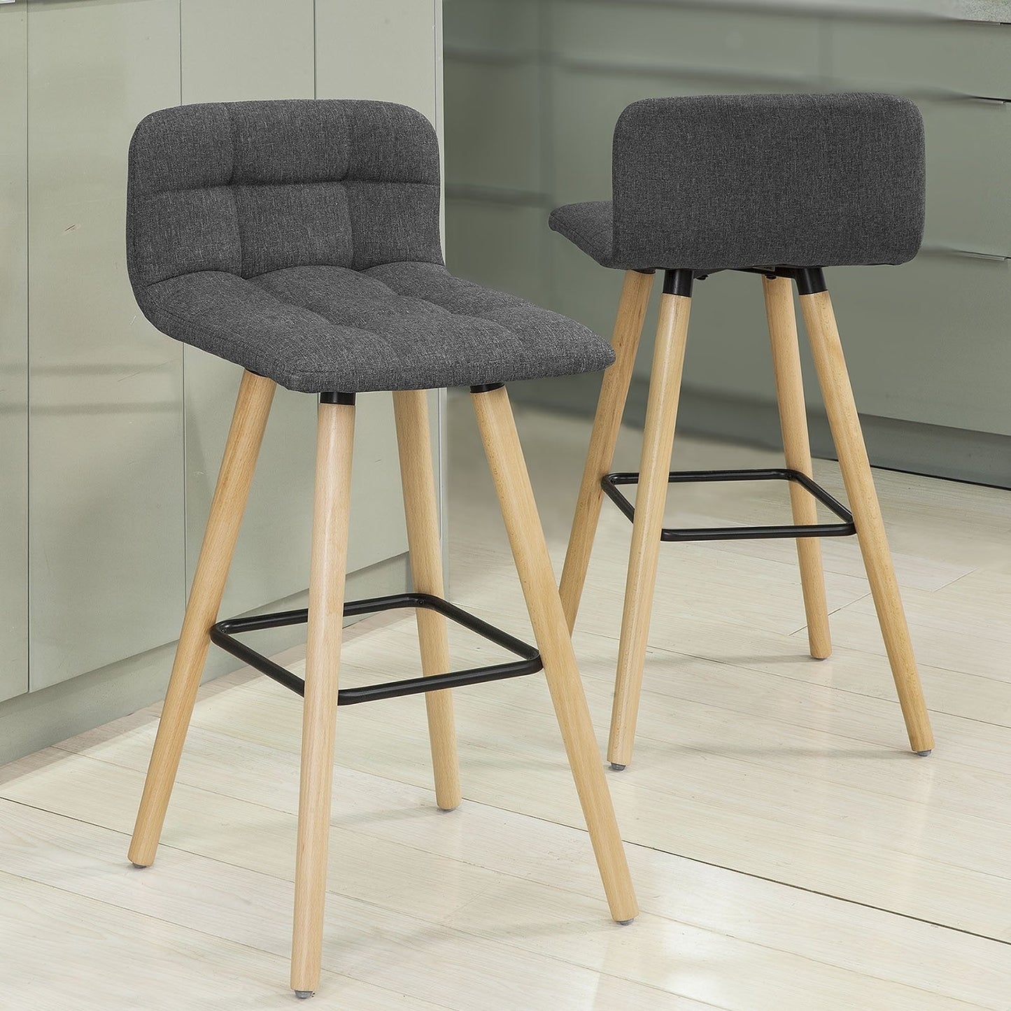 SoBuy set de 2 tabourets de bar - Tabouret à dossier - Gris foncé - 92x44x44 cm - Hauteur d'assise 68 cm