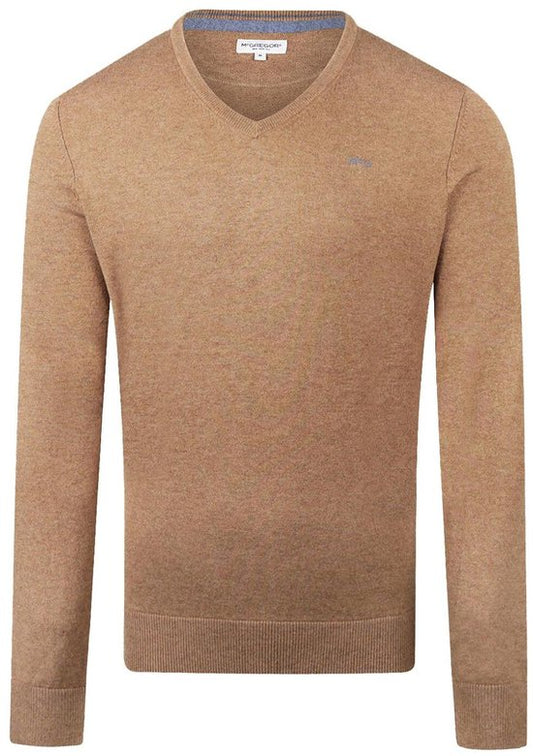 Pull McGregor à col en V Mm999 1201 01 3500 Walnut pour homme, taille 3XL
