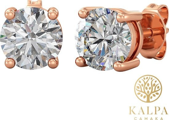 Boucles d'oreille - Yolora - Avec cristaux Kalpa Camaka - Couleur rose - Plaqué or rose 18K